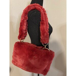 Faux Fur Furry 13"x 8" Tote Bag Plush Purse Red NEW Great for Charms